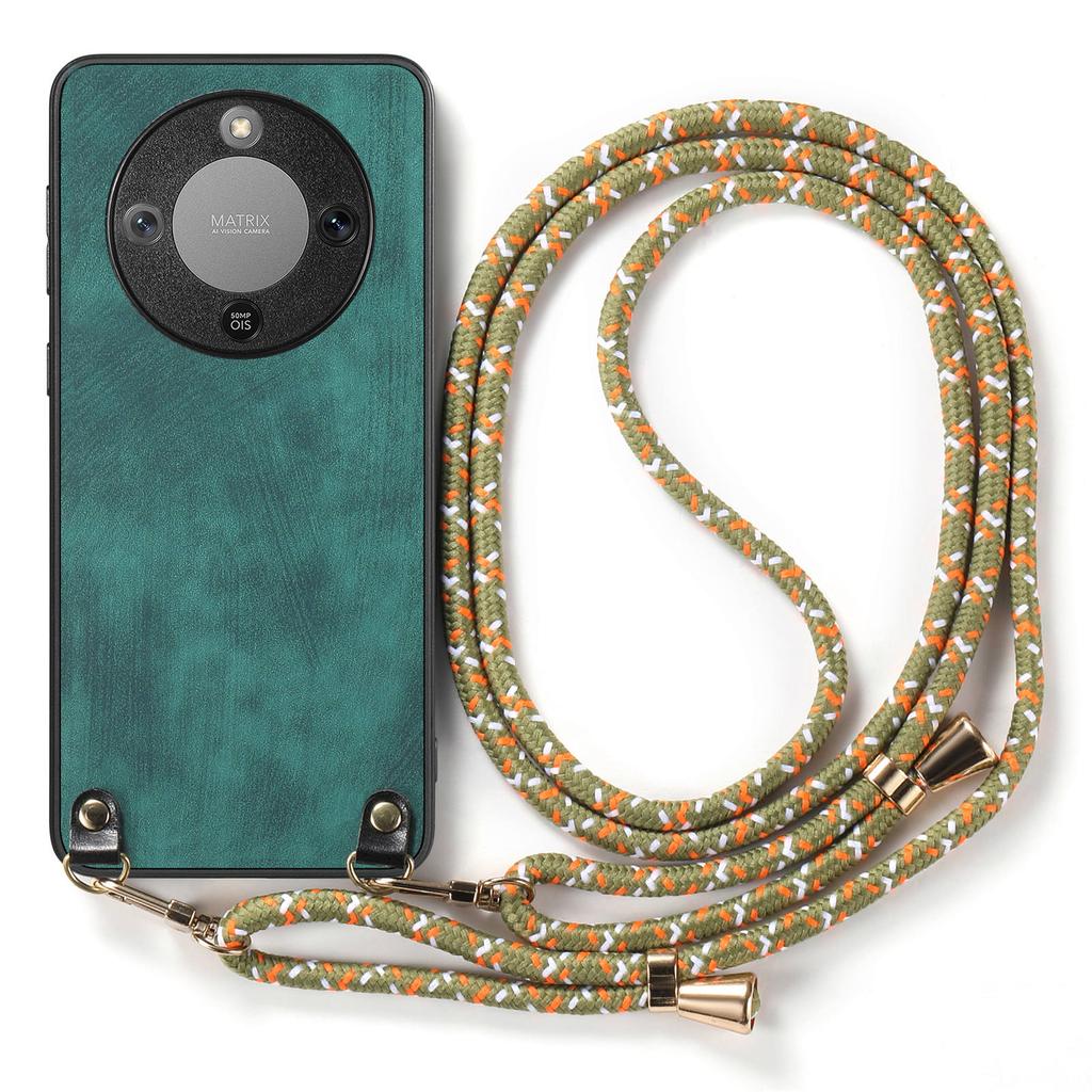 Phone Case For Honor Magic8 Lite 5G / X9d 5G / X70 5G Retro Leather Back Cover with Adjustable Strap