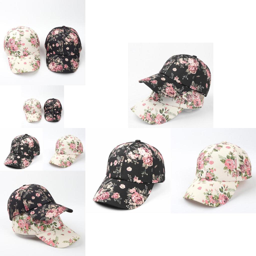 Süße Baseballkappe mit botanischem Muster für Damen mit UV-Schutz und Belüftungsmerkmalen