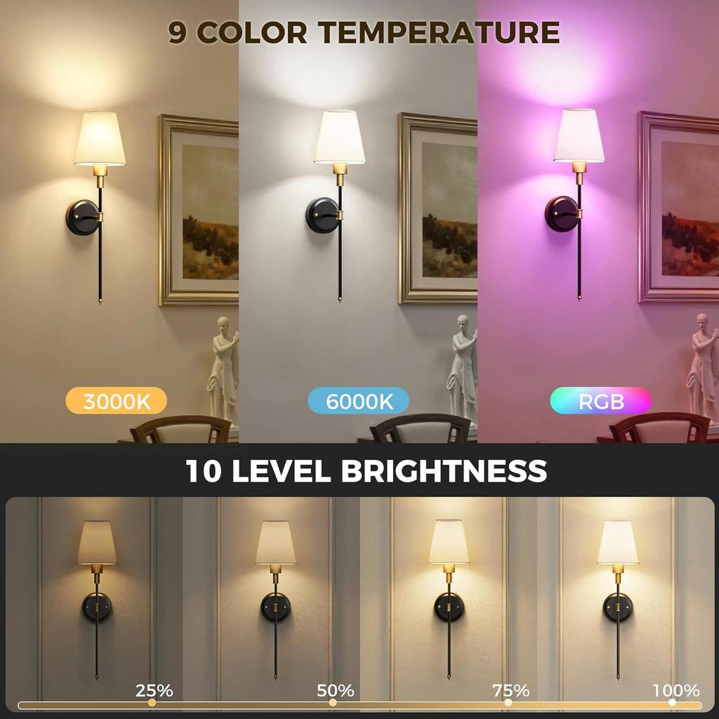 Nordic Wireless RGB Dimmable Ambiance Wall Lamp for Bedroom Sofa Stairs
