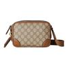 GG Emblem Logo Print Adjustable Shoulder Strap Fabric Mini Shoulder Bag Men Shoulder Bag Beige Dark-Brown 821217-FAED3-9786