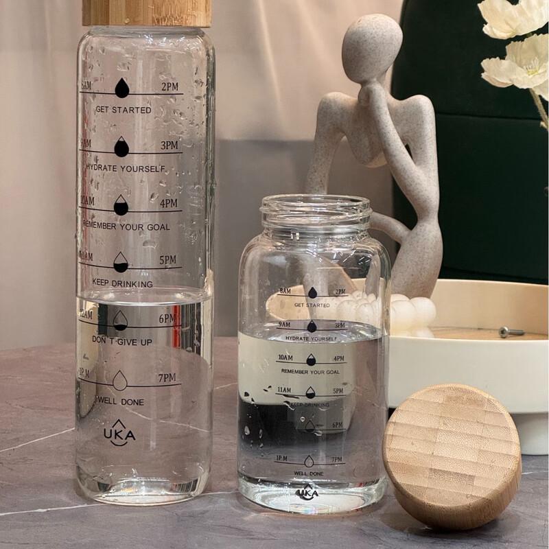 Shangqi 700ml Portable Glass Tumbler Set with Bamboo Lids