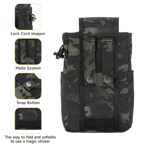 EXCELLENT ELITE SPANKER Dump Pouch, Nylon Garbage Bag/Magazine Holder, Military Pouch, Foldable Waist Bag, MOLLE Compatible, Large Capacity, Convenien