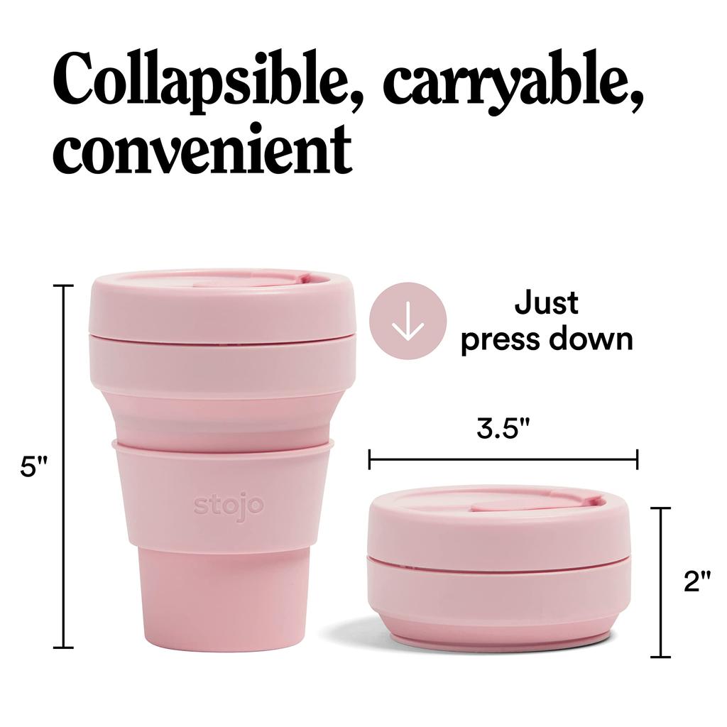 Stojo Pocket Cup 12oz355ml Foldable My CupMy Tumbler (CARNATION)