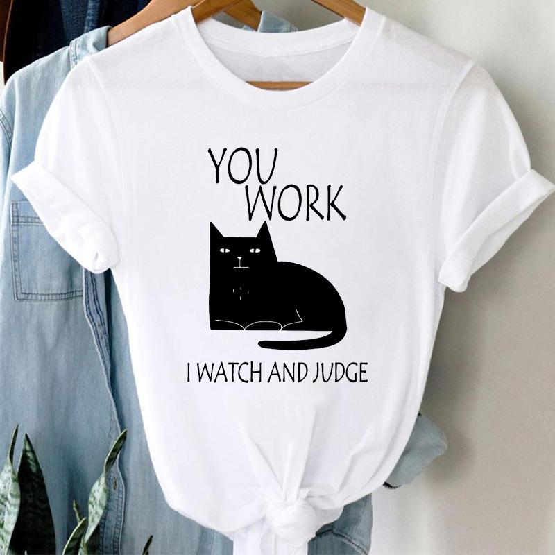 T-Shirts Women Cute Cartoon Print Fashion Tshirt For Woman Tees Tops Graphic Female T Shirt White Womens T-Shirt