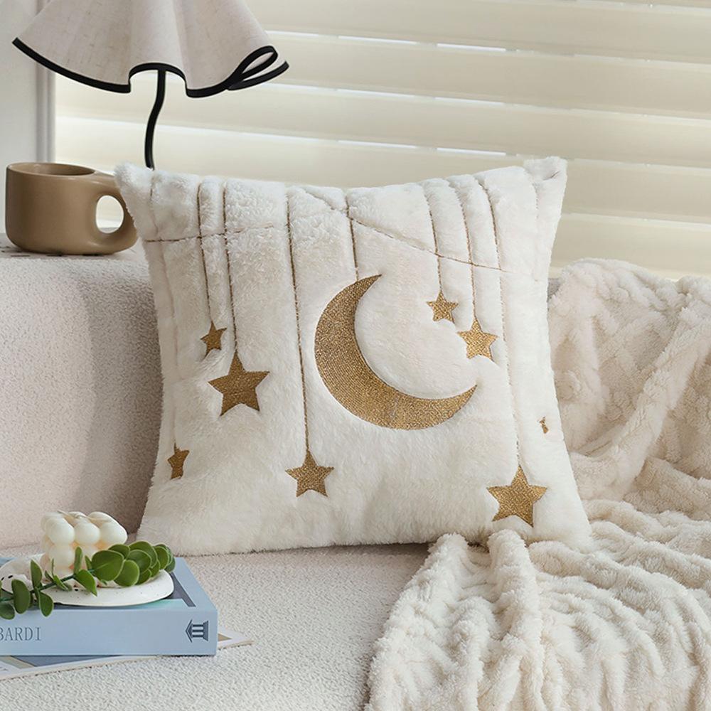 Фестивальная Звезда и Луна Плюшевая Вышитая Наволочка Подушки Бохо Гостиная Диван Украшение Подушка Декоративная Наволочка 45x45cm