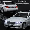 1:24 530Li M4 Miniature Model Toys Diecast Alloy Car Front Wheel Steering Sound Light Pull Back Vehices Kids Christmas Surprise