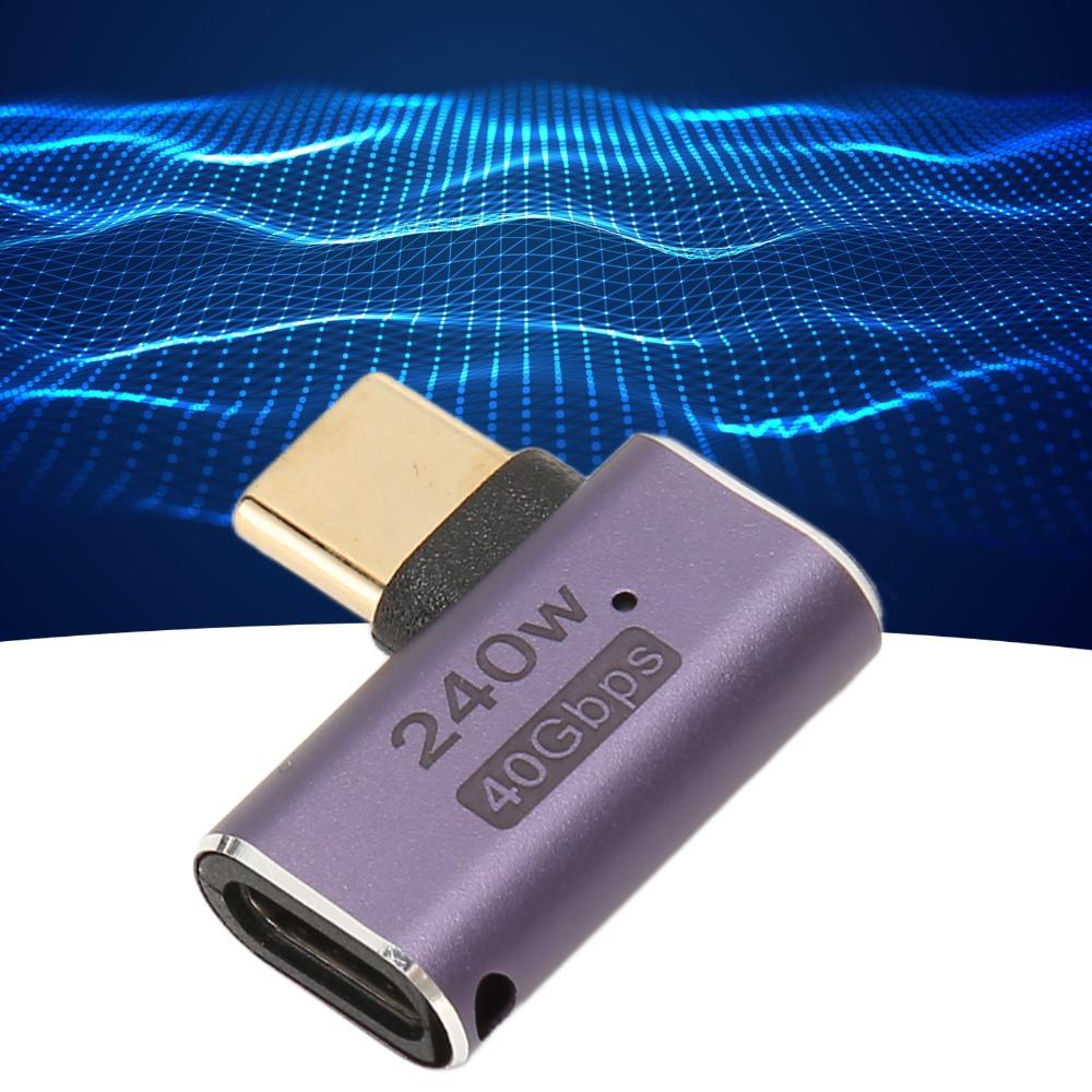 2PCS High Speed 240W Right Angle Adapter 8K 60HZ 40Gbps USB C Female to Female Adapter LED Light USB C Female Adapter Laptop