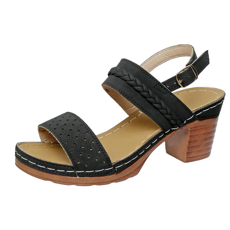 

Fashion Women s Back Strap High Heels Sandals 2025 Summer Chunky Platform Gladiator Sandals Woman Plus Size Vacation Casual Beach Shoes 43 чёрный