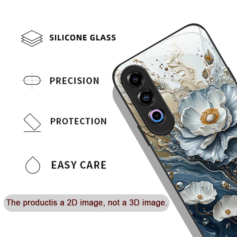 Elegant Lotus Artistic Flower Pattern Tempered Glass Phone Case for Oneplus 13 R 12 11 10 9 Nord CE4 3 2 Lite ACE3 Pro 5G Cover