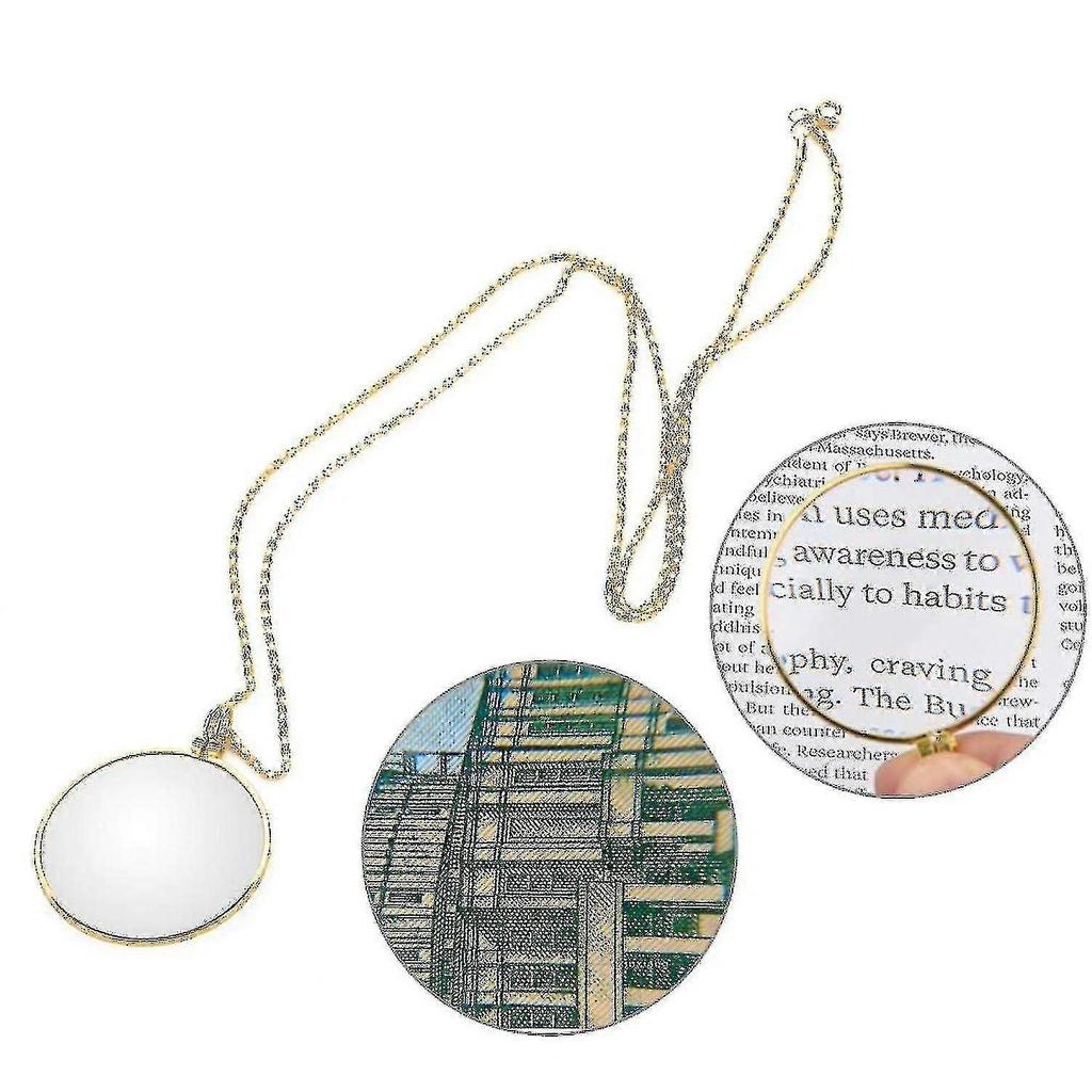 5x Vergrößerungsglas Halskette, Vergrößerungsglas Monokel Ketten, Vergrößerungsglas Anhänger zum Lesen von Büchern, Zeitungen