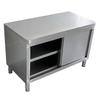 304 Stainless Steel Sliding Door Kitchen Workbench with Rounded Corner and Cutting Board Stove Table