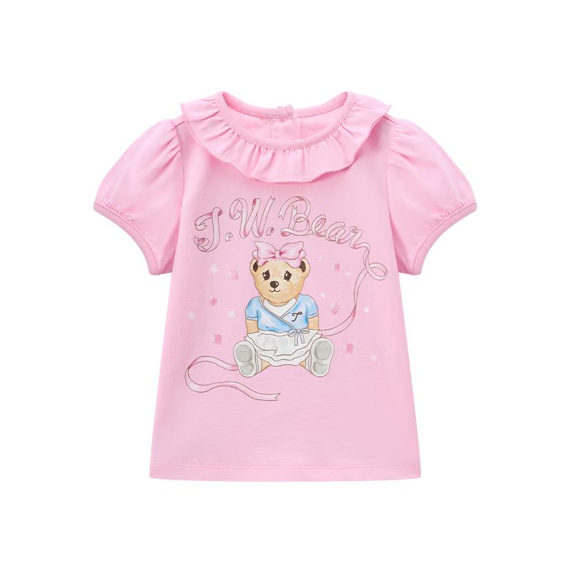 Teenie Weenie Kids Baby Girl Ruffled Collar Short Sleeve T-Shirt