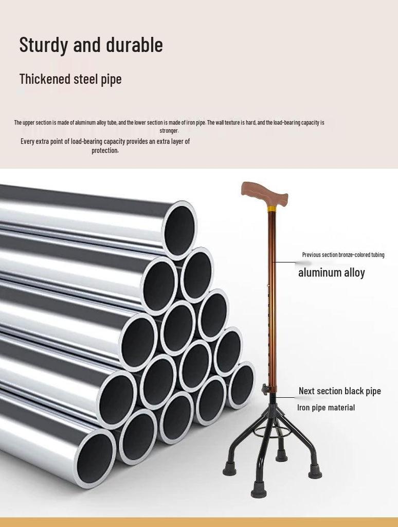 Adjustable Multi-Leg Anti-Slip Cane with LED Light for Seniors