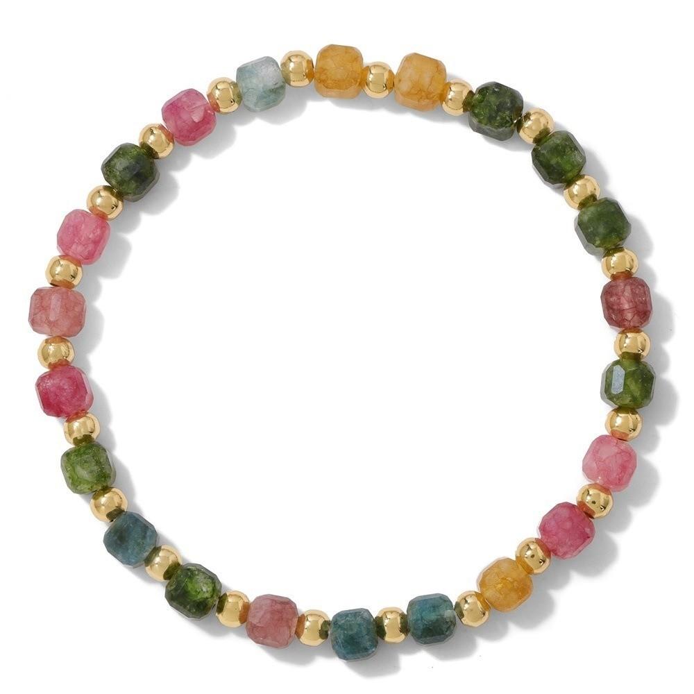 Faceted Natural Stone Lapis Lazuli Tiger Eye Bracelets Boho Square Cube Bracelet Energy Jewelry