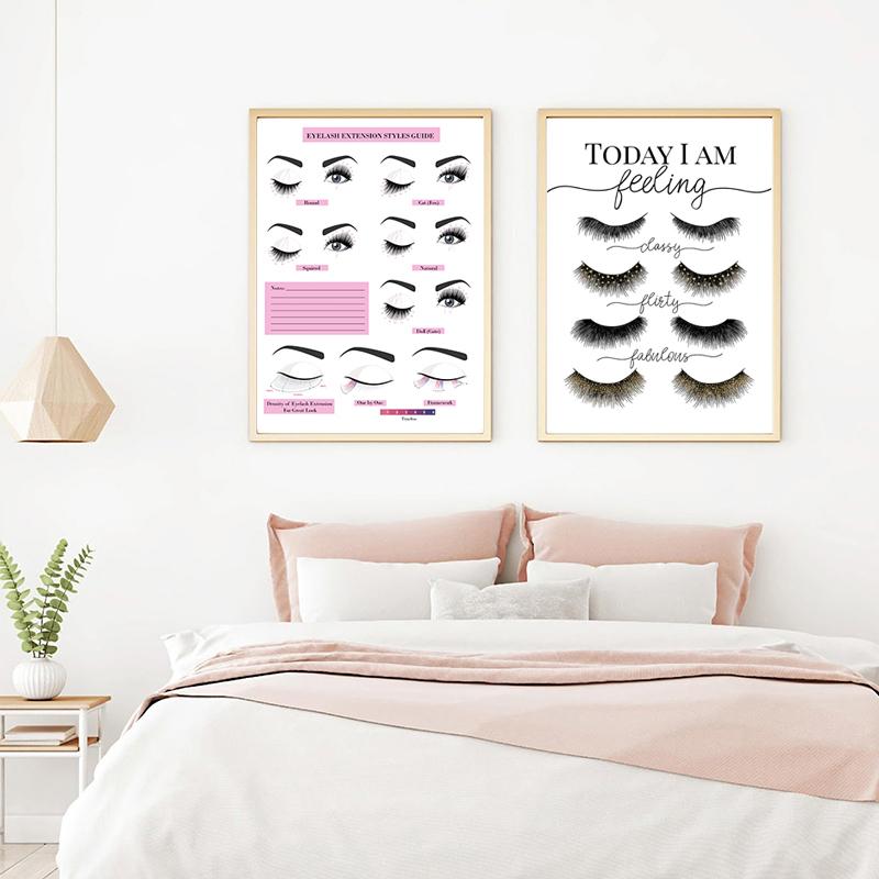 Makeup Wall Art Eyelash Extension Style Guide Posters and Prints Eyelash Technician Business Form Canvas Painting Decor Picture
