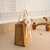 Burlap Tote Bag with Lace Ribb Reusable And Durable, Jute Gift Handbags for Wedding Bridesmaid Grocery Shopping Birthday Party