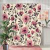 Polyester Shower Curtain - Pink Peony Floral on Soft Cream, Vintage Romantic Aesthetic, Washable & Line Dry, Bathroom Decor