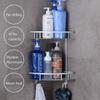 Modern Polished Dual Aluminum Corner Shower Caddy Stainless Steel Shelf No Drilling Wall Mounted Adhesive Bathroom Organizer
