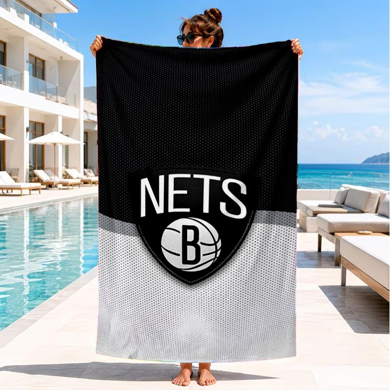 Brook-lyn Nets Art Beach Towel, Super Soft Microfiber, Perfect Gift for Her/Him, Birthday, for Pool, Beach, Travel, Decor Beach Party