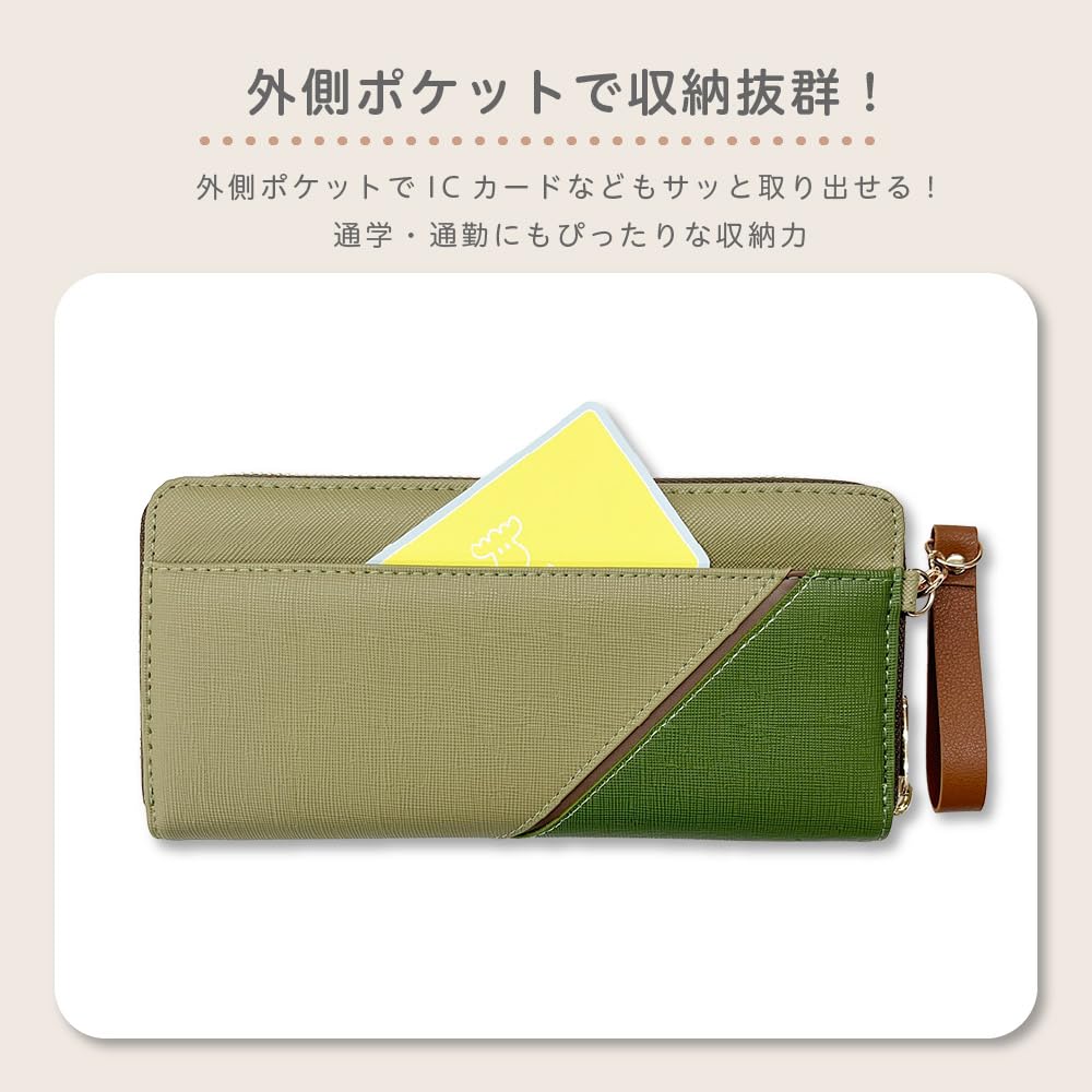 K-PARTS VASKA by moz Shelly Round Zipper Long Wallet, Moz VASKA Moose Wallet, Multi-functional Wallet with Card Slots, Perfect for Women, Girls, and