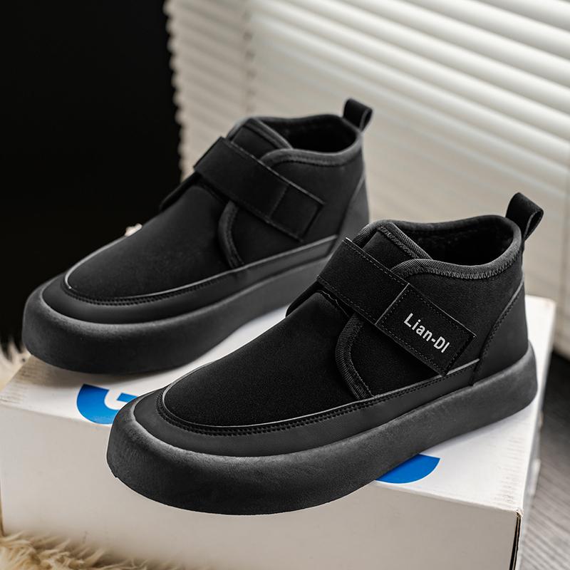 

Зимние мужские теплые ботинки с высоким верхом модные, универсальные, простые и удобные с флисом для путешествий на открытом воздухе 46 чёрный