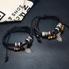 Creative Multi-layer Woven Leaf Pendant Men's Leather Bracelet
