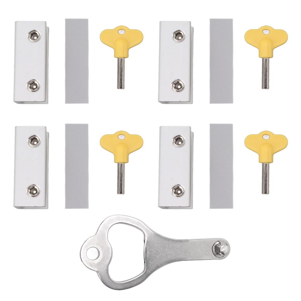 4PCS Window Locks Silver Window Stopper Aluminium Simple Installation Protective Pad Window