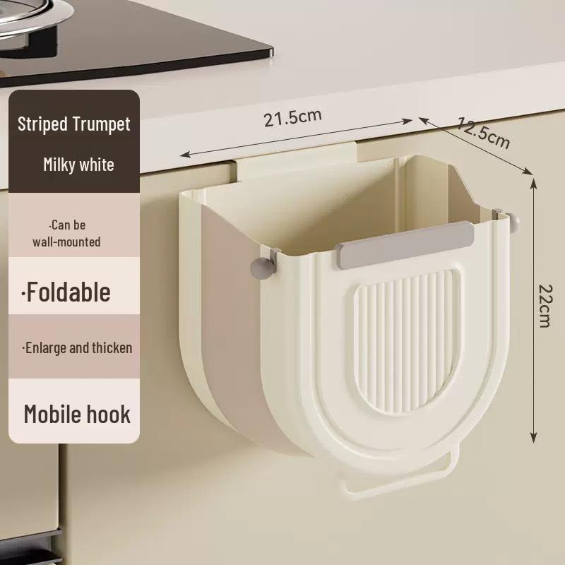 Wall-Mounted Foldable Kitchen Trash Can, Large Capacity, Door Hanging, Creative Classification.