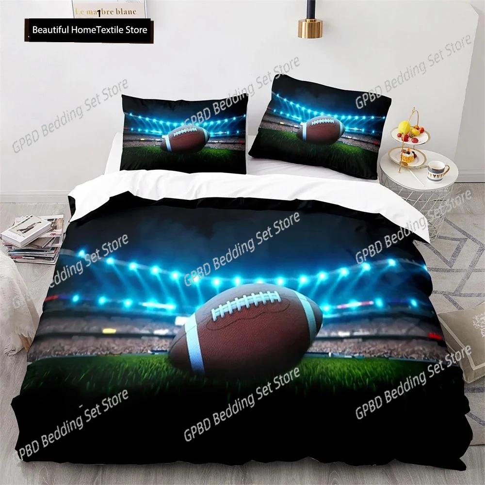 American Football Bettbezug Set 3D Sport Rugby Spieler Polyester Bettdeckenbezug Für Männer Teenager Junge Kind Bettwäscheset King Queen