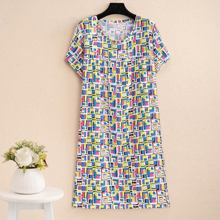 

Летние Элегантные Платья Оверсайз Длинные Женские Свободные Платья с Коротким Рукавом One Size