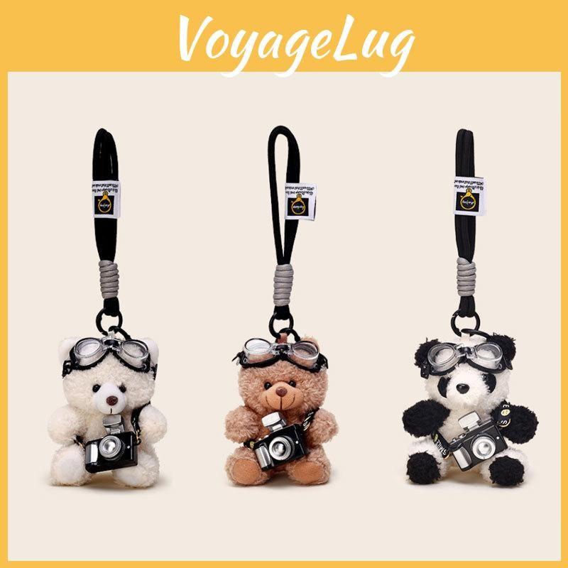 Bear Pilot Plush Keychain Doll Pendant With Flashing Camera For Collectors Kids