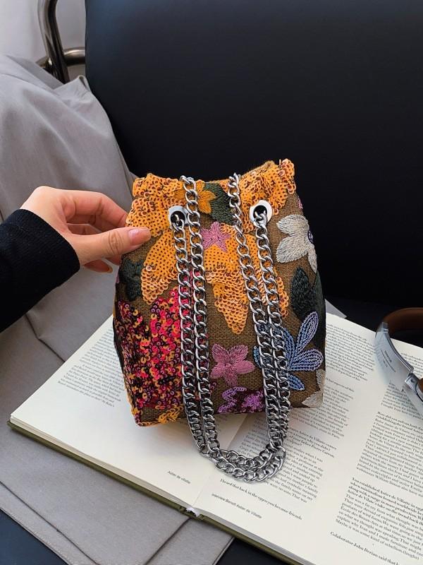 Borsa Busta in PVC Glitterata con Catena per Uso Quotidiano