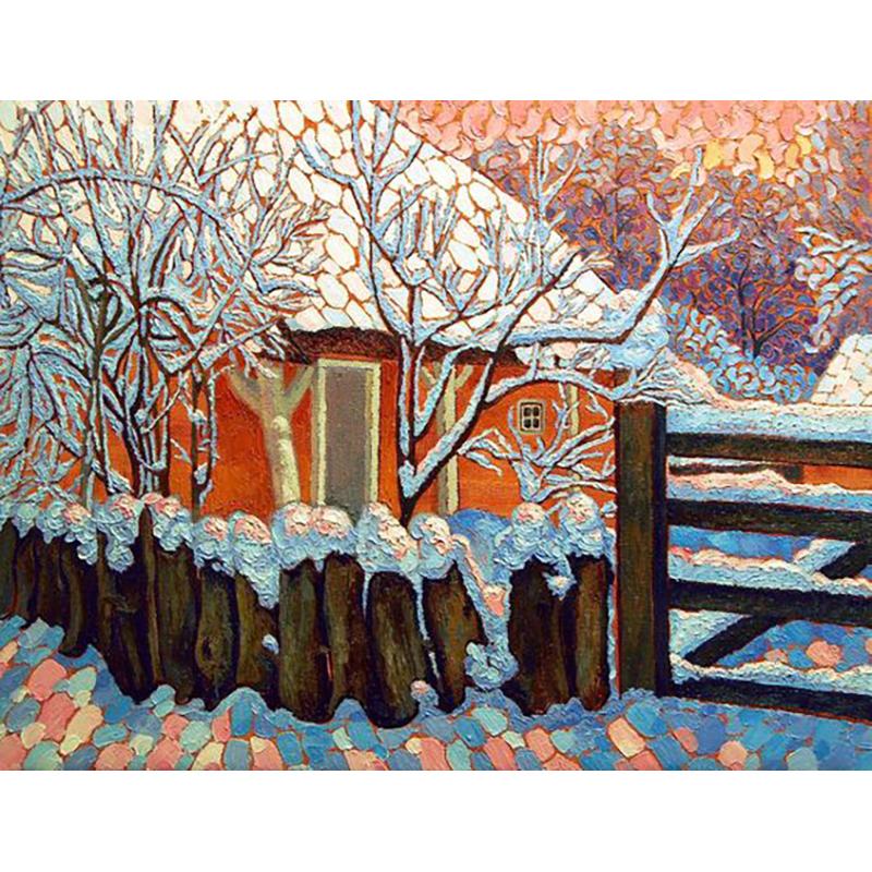 Gör-det-själv 5D diamantmålning hel rund borr Vinter snö Scenisk diamantbroderi Mosaik korsstygnskit Väggkonst Present Heminredning