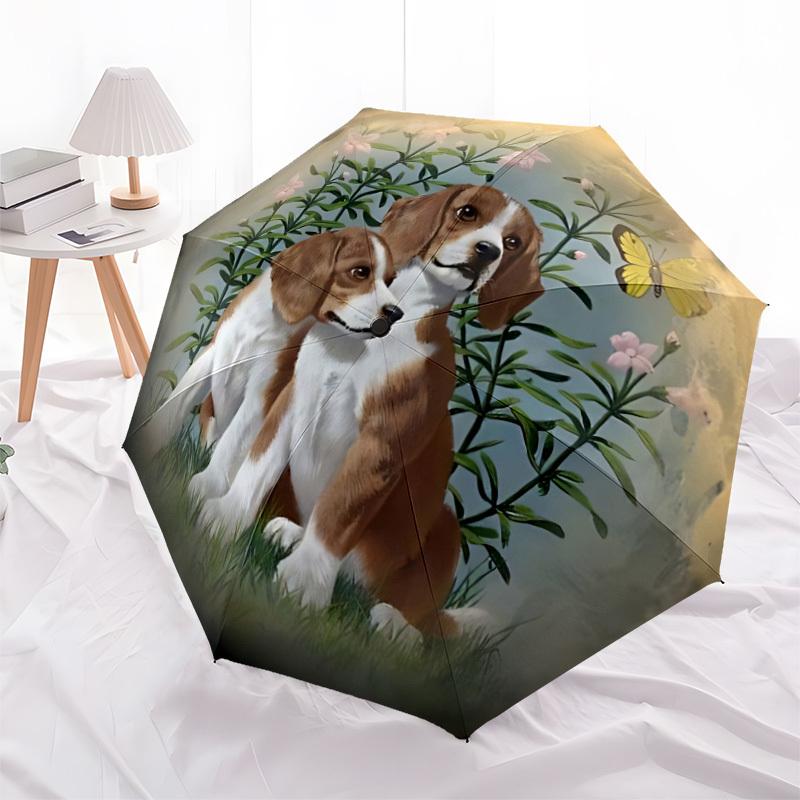 1pc Beagle Print Folding Umbrella | Elegant Design, Fashionable Accessory, Durable Construction, Sturdy Ribs yy251107021