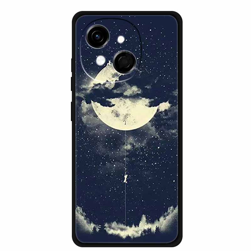 Black Silicone Case For Tecno Spark 40C Cases Wolf Luxury Protective Soft Back Cover For Tecno Pop 9 4G Case 6.67" Animal Fundas
