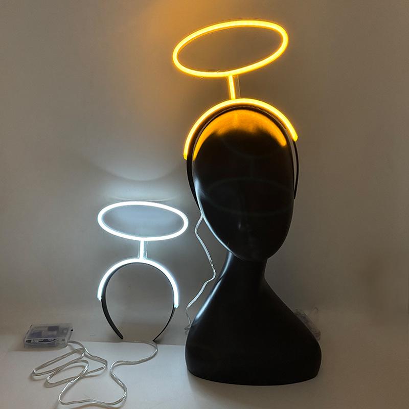 LED Neon Angel Halo Light-Up Headband for Christmas, Halloween, Concerts, Decoration, and Costumes