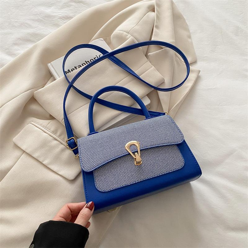 Foreign-style Indentation Lychee Pattern New 2025 Summer Lock Simple Casual Messenger Shoulder Portable Small Square Bag Woman