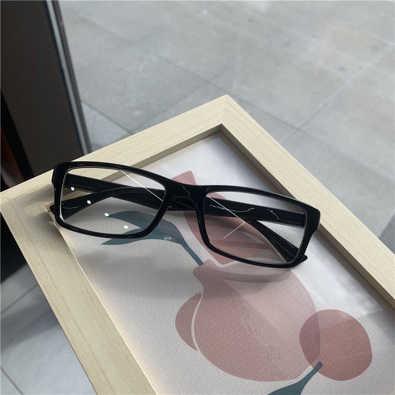 Retro Square Glasses Black Black Frame Square Cos Two-Dimensional Ultra-Clear Flat Mirror Multi-Degree Selection Myopia Mirror