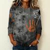 Women's Casual Round Neck Three Quarter Sleeve Halloween Print T Shirt Top Lightweight Comfortable Fit for Daily Wear