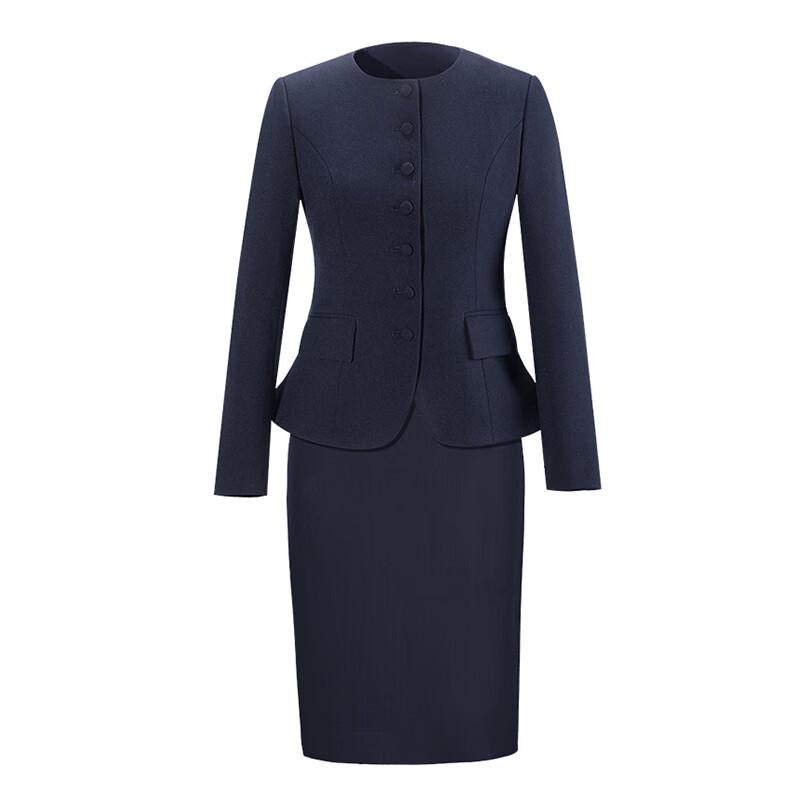 Treuroman Women's Round Neck Business Suit Set