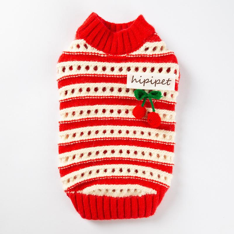 

Pet clothes striped knit autumn and winter christmas autumn and winter thickened top sweater small dog dog clothes XL (recommended weight 14-9kg)