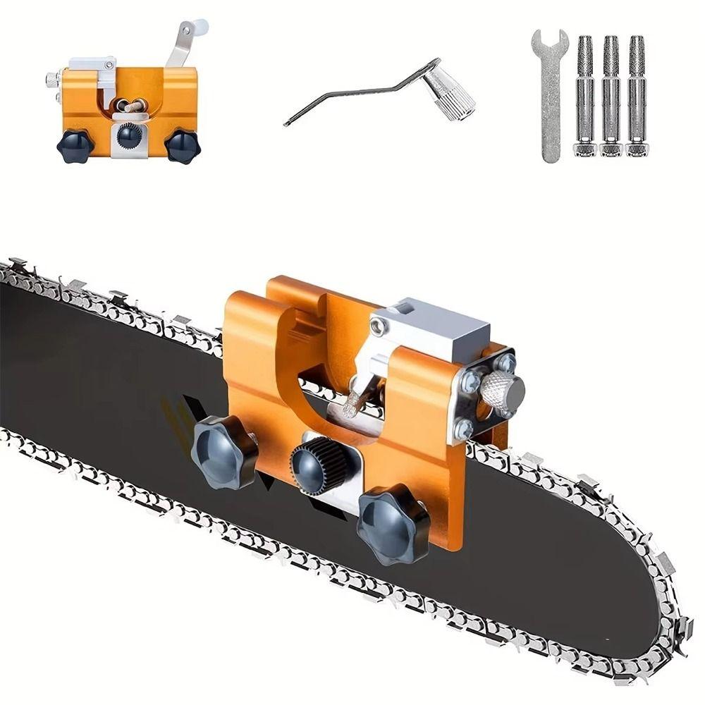 Portable Hand-cranked Chain Grinder Chain Grinder for Chain Saws Hand Chain Sharpener 3pcs Sharpening Heads Chain Clamp