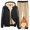 Winter Sport Anzug Plus Samt Gepolsterte Jacke Casual Männer Plus Größe Pullover Lamm Samt Zwei-Stück Set