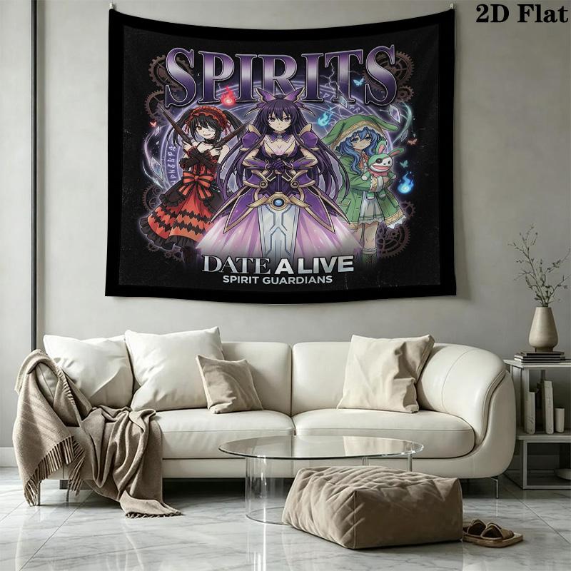 Date Live Wall Tapestry Aesthetic Wall Hanging Printed Fabric Blanket Decorative Tapestries For Bedroom Living Room Home Decor