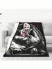 Terrifier Horror Movie Halloween Knitted Blanket Art The Clown Flannel Throw Blankets Bed Couch Lightweight Breathable Rug Piece