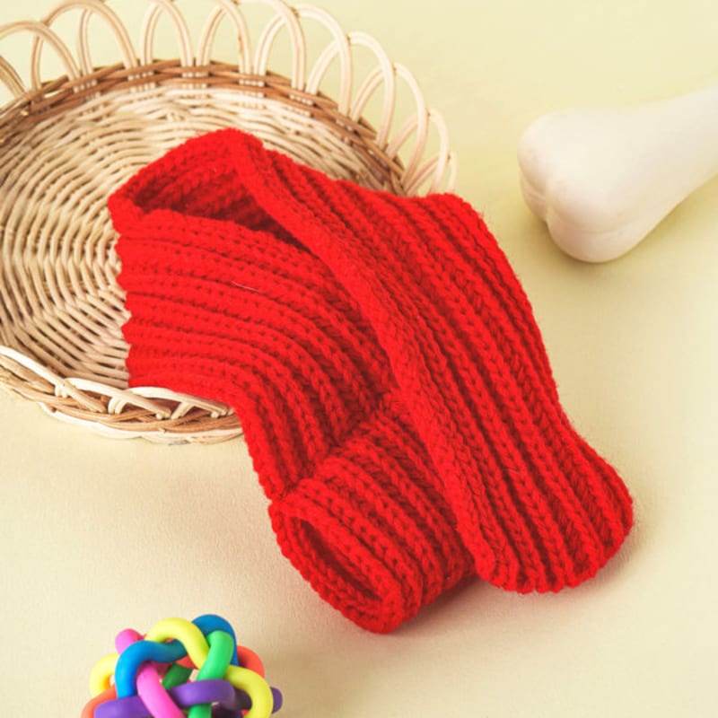 [Animal de companie] Fular simplu tricotat Roșu