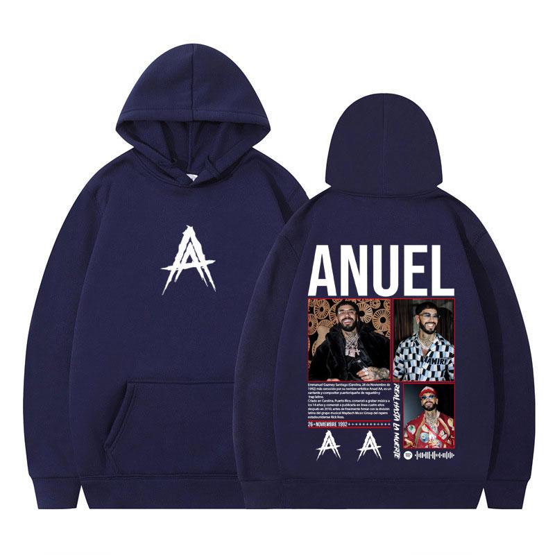 Rapper Anuel AA Album Tour 2025 Vintage Graphic Hoodie Men Women Harajuku Loose Pullover Long-sleeved Casual Hip-hop Sweatshirts