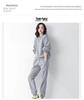 Women's Grey Waffle Textured Hoodie Set - Korean Style, Loose Fit, Spring/Autumn Two-Piece Casual Wear.