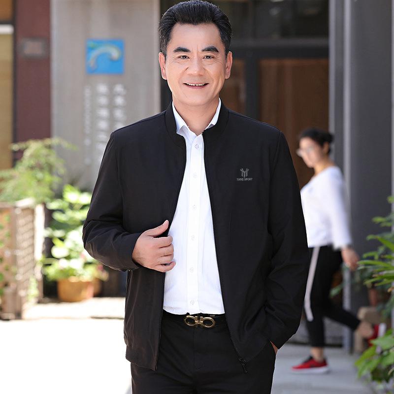 Dad Coat Spring and Autumn Middle-aged Men's Jacket Set In the Elderly 50 Autumn Clothes 60 Years Old 70 Clothes Thin