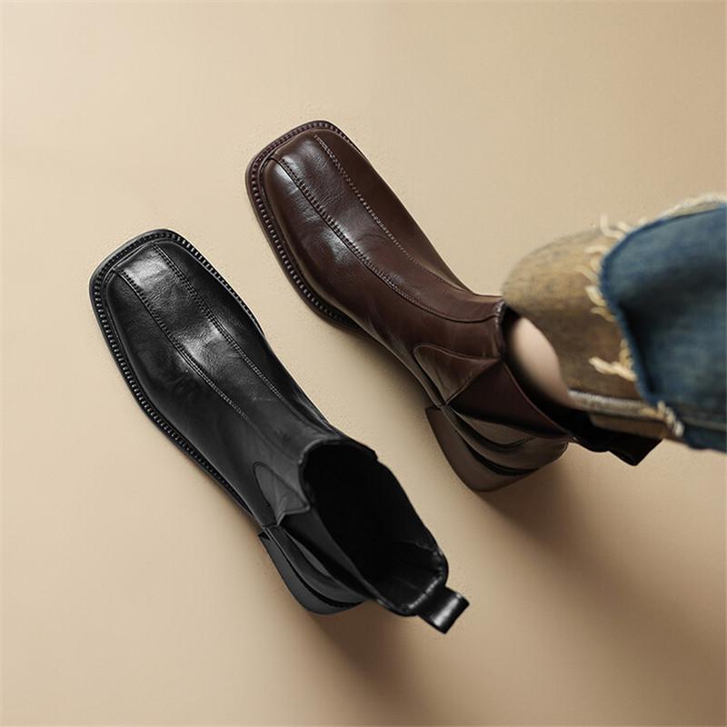 Fashion New Autumn Winter Women Boots Fashion Square Toe Chelsea Boots for Women Short Boots Shoes Chunky Heel Botines Mujer High Heels